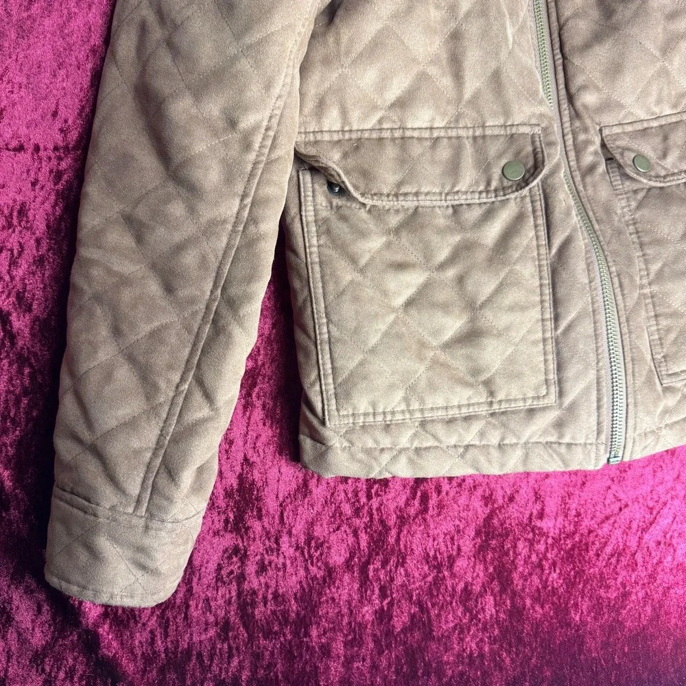 Banana‎ Republic Quilted Jacket Mens Medium Beige Lightweight Long Sleeve Zip-Up